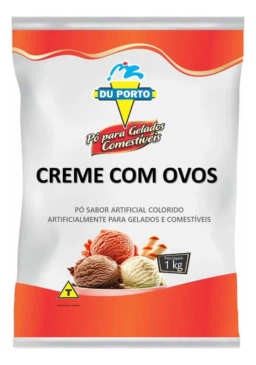 Base Para Sorvete Picolé Sabor Creme C/ Ovos 1kg Du Porto
