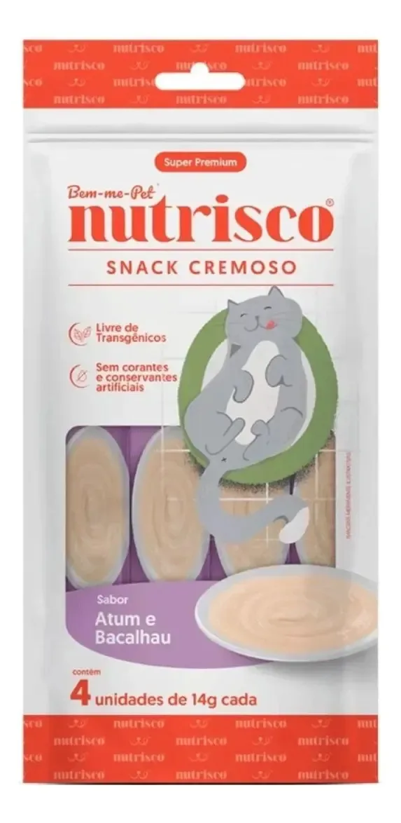 Petisco Pra Gatos Snack Cremoso Nutrisco Atum E Bacalhau 56g