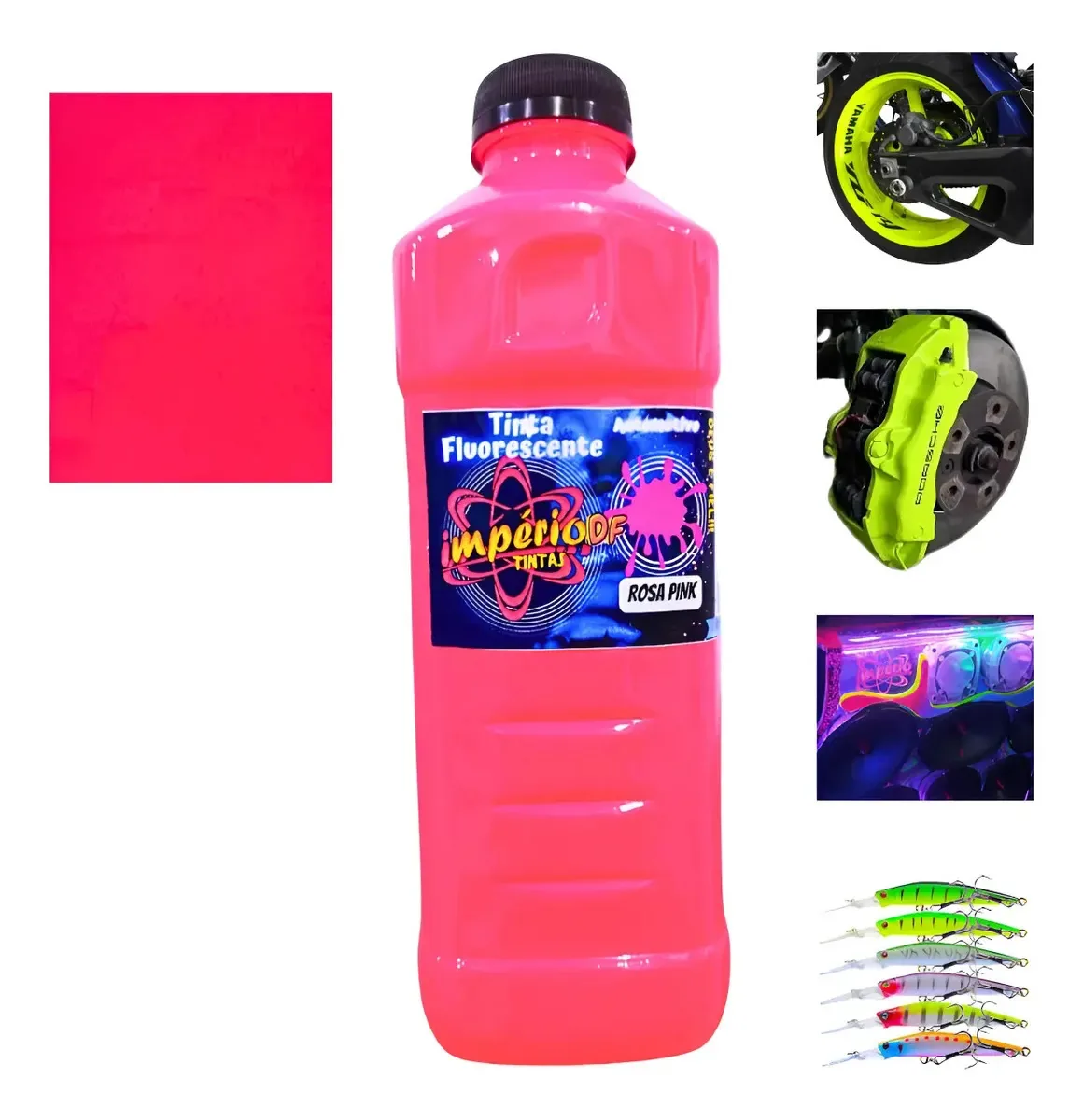 Tinta Automotiva Fluorescente Poliéster 900ml - Aerografo Cor Rosa Pink