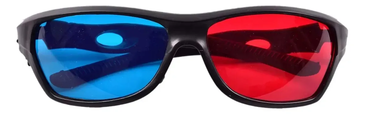 4 Óculos 3d Anaglifo Vermelho Azul Armação Plastico Preto