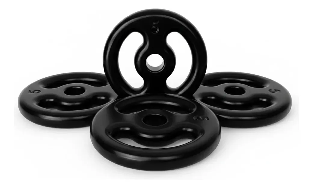 Kit 4 Anilhas 5kg Emborrachadas Peso Academia Musculação Profissional Treino Intensivo Fitness Gym Alta Durabilidade Compactas Residencial
