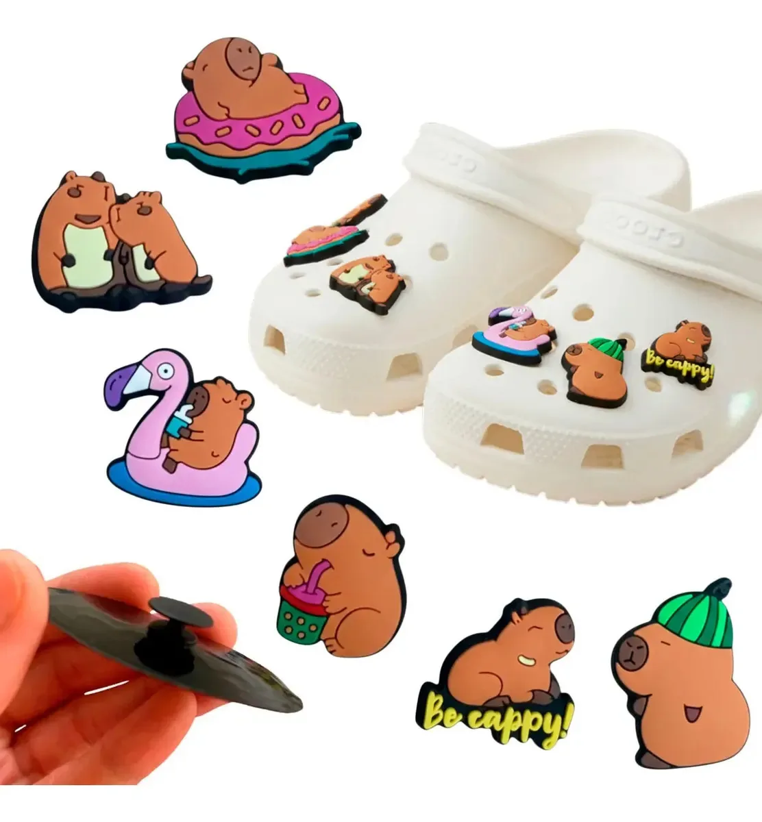 Kit 6 Pins Bottons Emborrachados Para Crocs - O Tema Cor Capivara