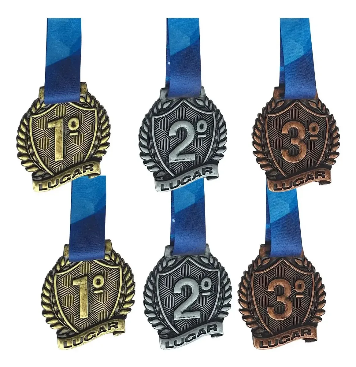 Kit 6 Medalhas Esportivas Ouro,prata E Bronze Metal Com Fita