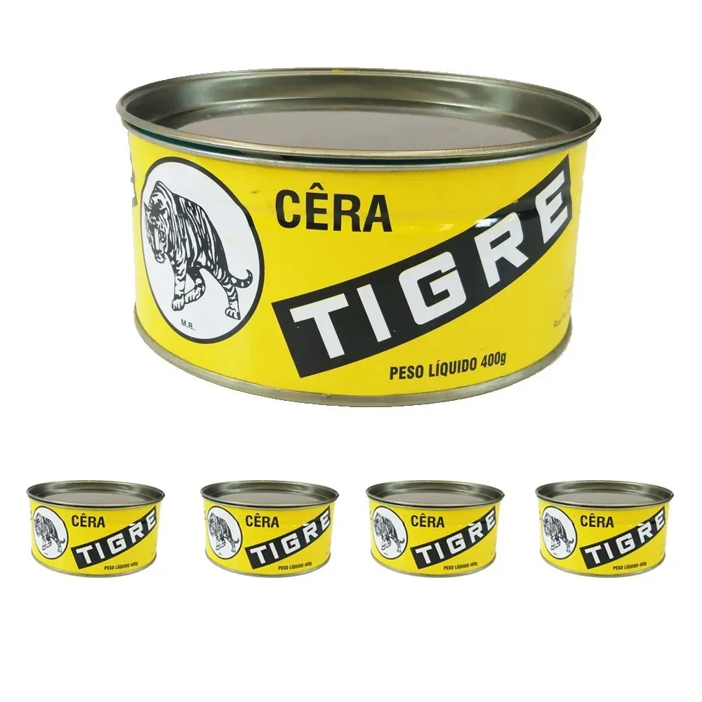 Kit 5 Ceras Pasta Tigre Amarela 400g Mármores Pisos Móveis