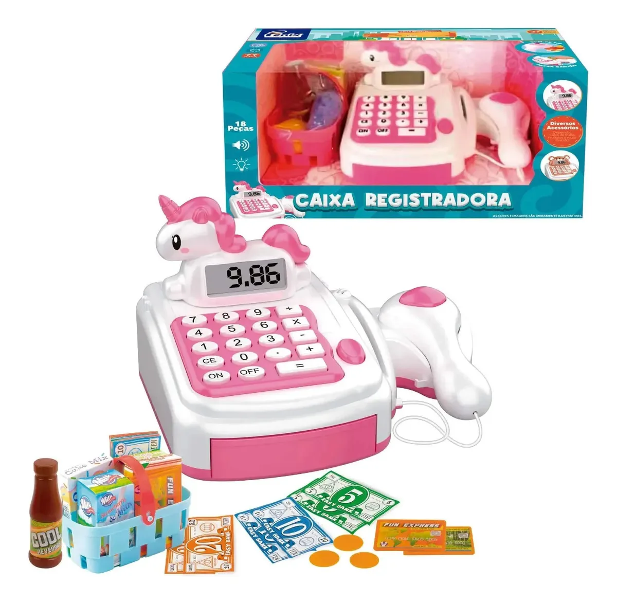 Caixa Registradora Unicórnio Fenix Colorido