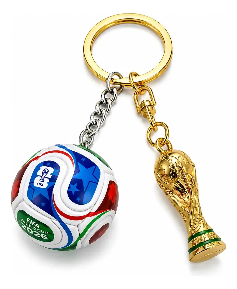 Chaveiro Troféu E Bola Copa Do Mundo 2026 Colorido - Dourado