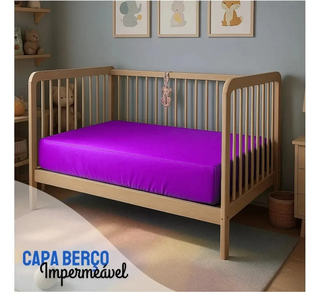 Capa Colchão Berço Minicama Impermeável Div Cores - Especial Cor Lilás