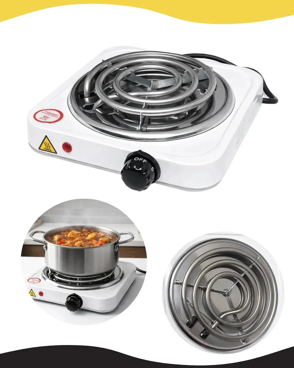 Fogão Fogareiro Cooktop Elétrico Portátil 1 Boca Camping Branco