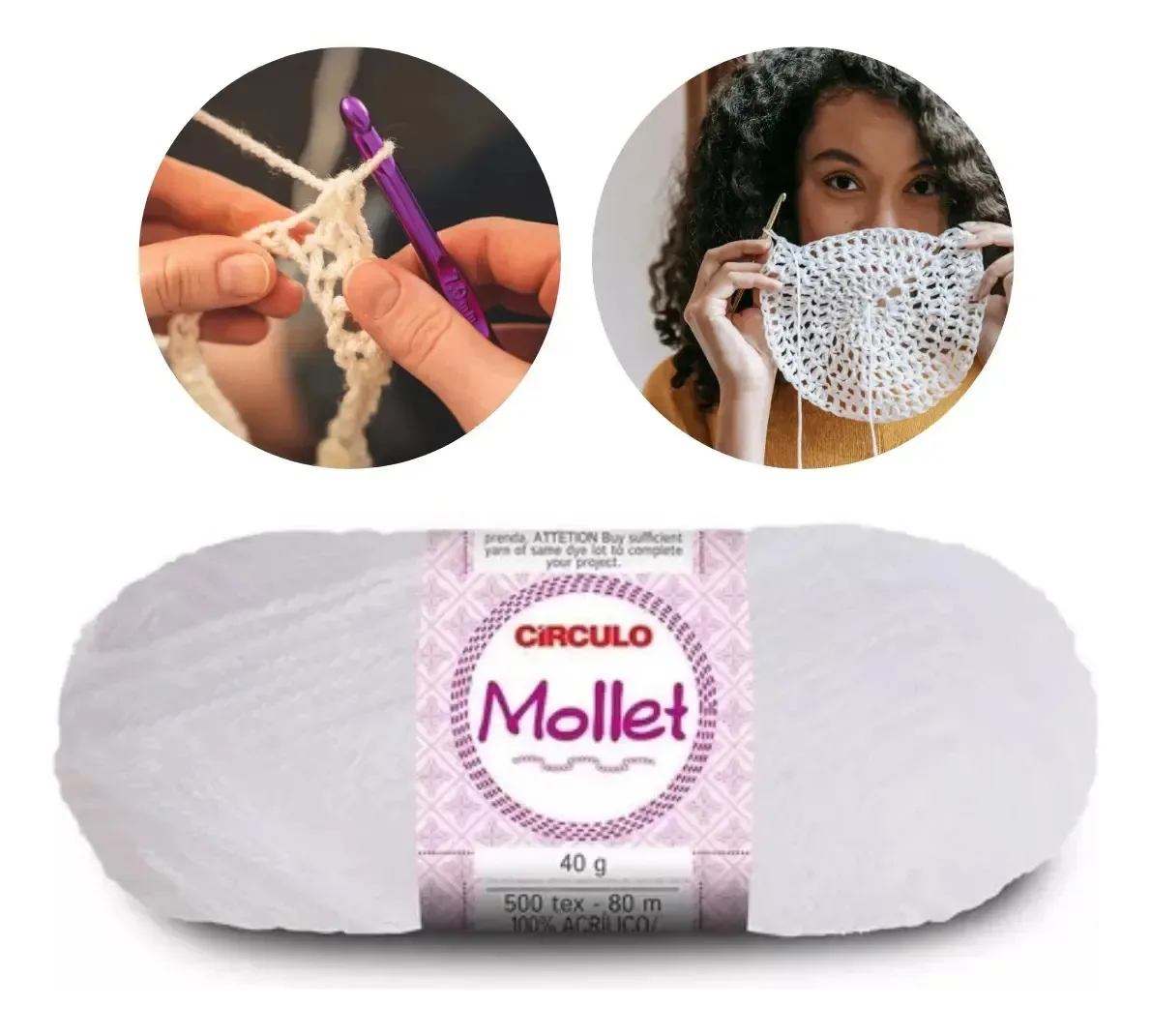 Linha De Lã P/ Crochê Costura, Artesanato, Enfeites E Roupas Cor 40g 10 Branco