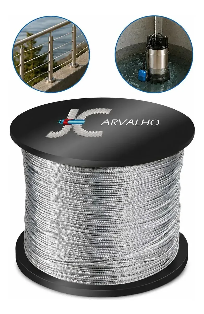 50m Cabo De Aço 5/32 Inox Não Enferruja Bomba Submersa