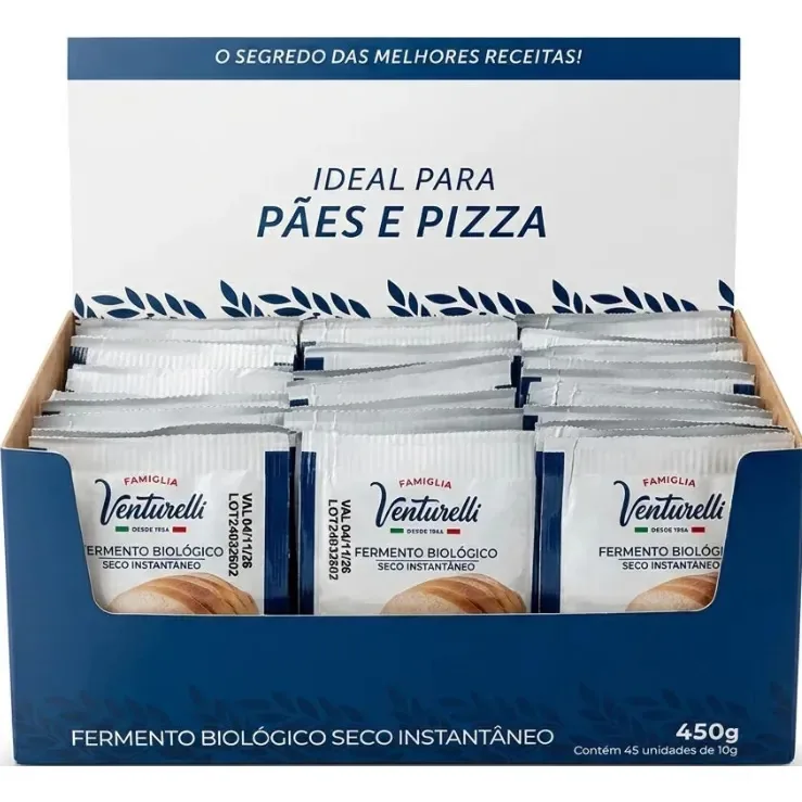 Caixa Fermento Biologico Seco Famiglia Venturelli 450g 45 Un