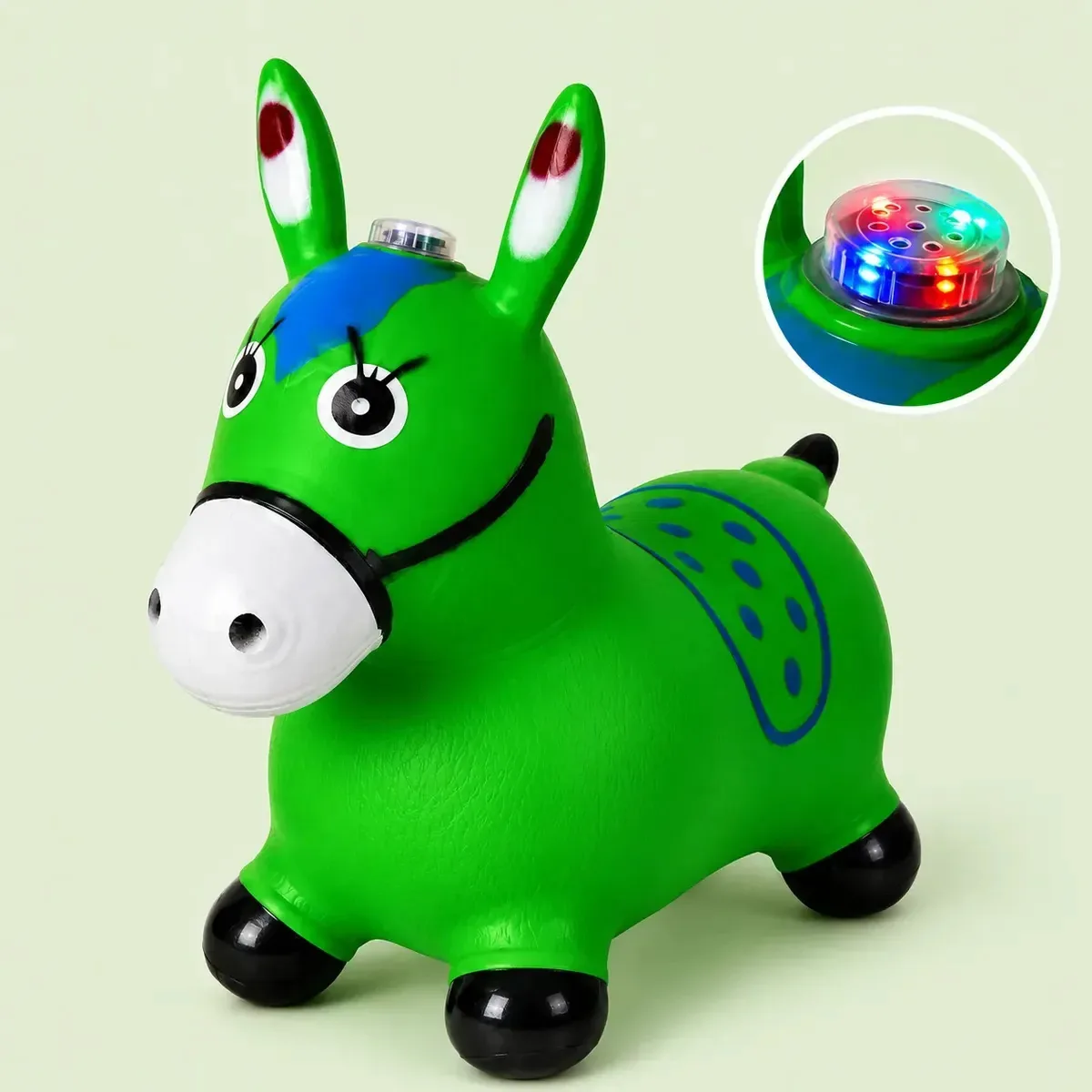 Cavalinho Upa Upa Infantil Com LED e Música, Verde – Atelier Enovelada