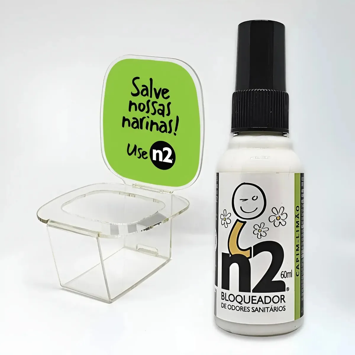 Kit Suporte + Spray N2 Bloqueador De Odores Sanitários 60ml Salve Nossas Narinas