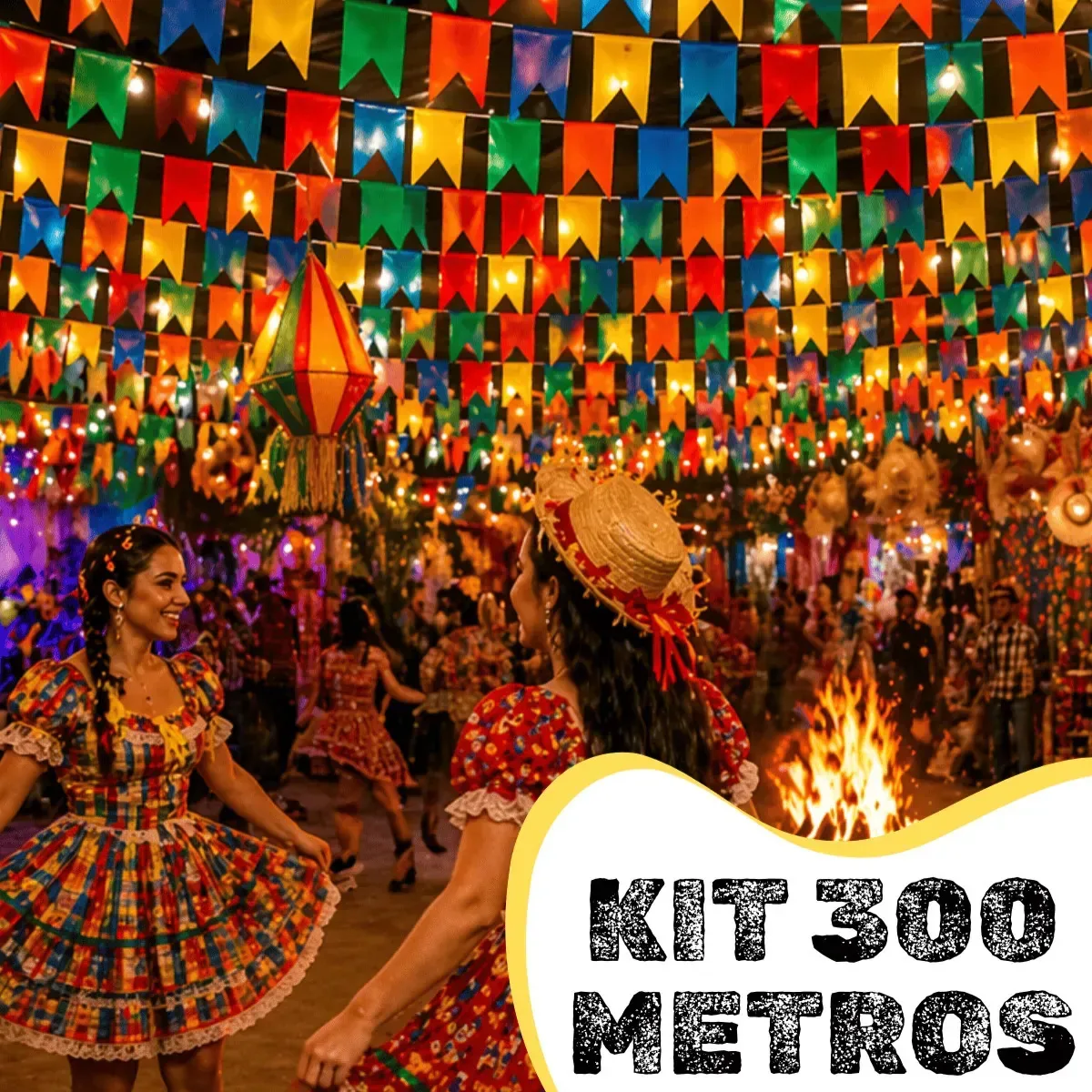300m Cordão Bandeirinhas Decoração Festa Junina São João Plástico Durável