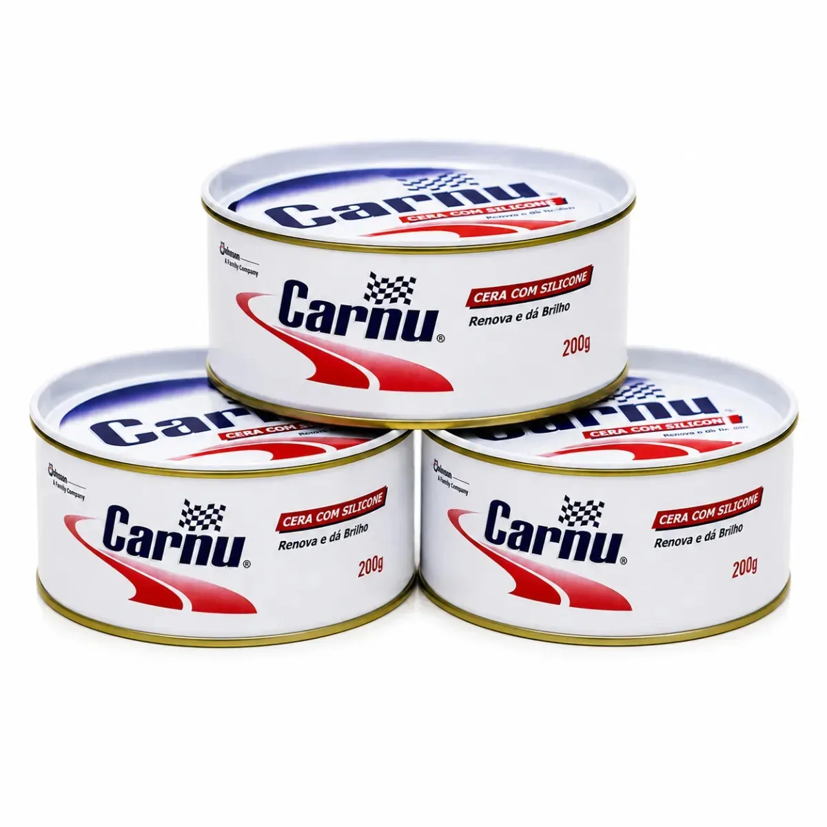 03 Ceras Automotiva Carnu com Silicone 200g Renova Protege e Dá Brilho Fácil Aplicação Alto Rendimento