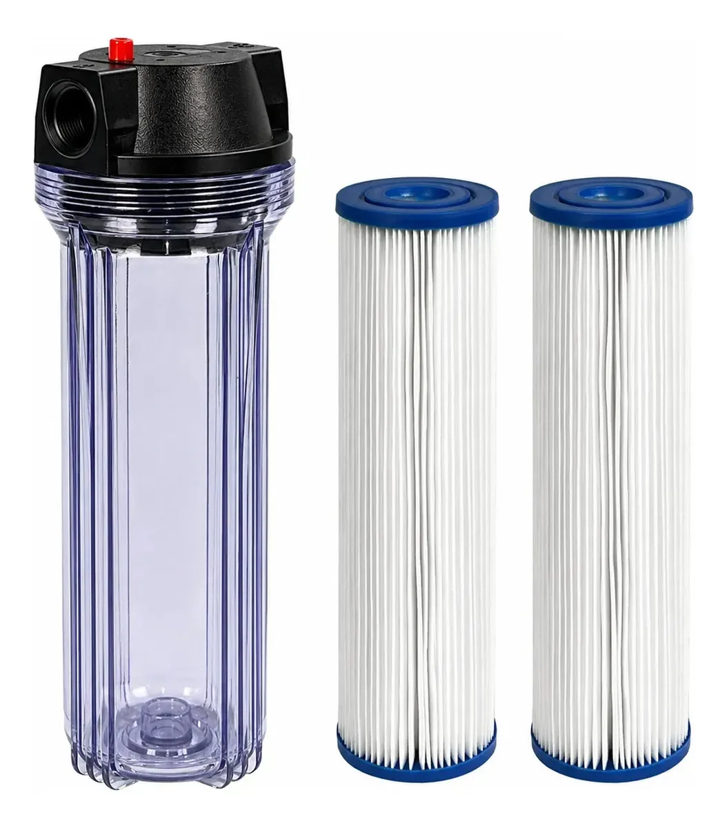 Filtro Água Poço Caipira Nascente Cisterna 1800 L/h 2 Refis. Transparente