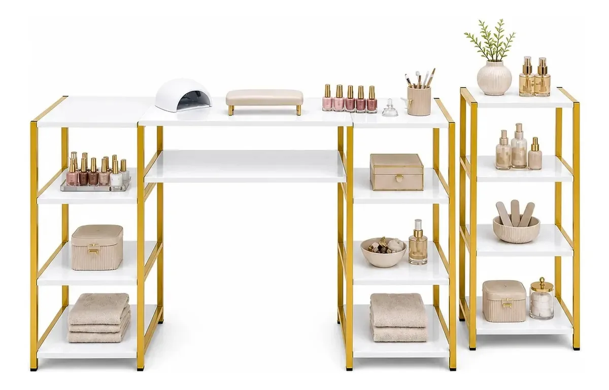 Mesa Para Manicure Decoração Ecomm Industrial Dourado