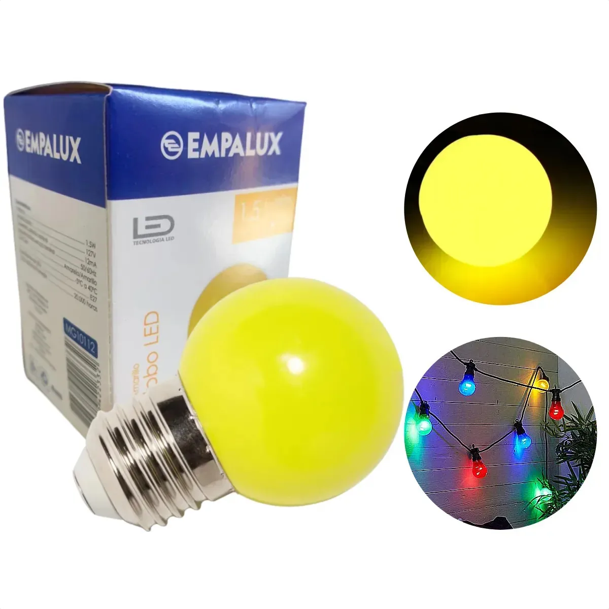 Lâmpadas Mini Globo Led 1,5w Empalux Amarelo