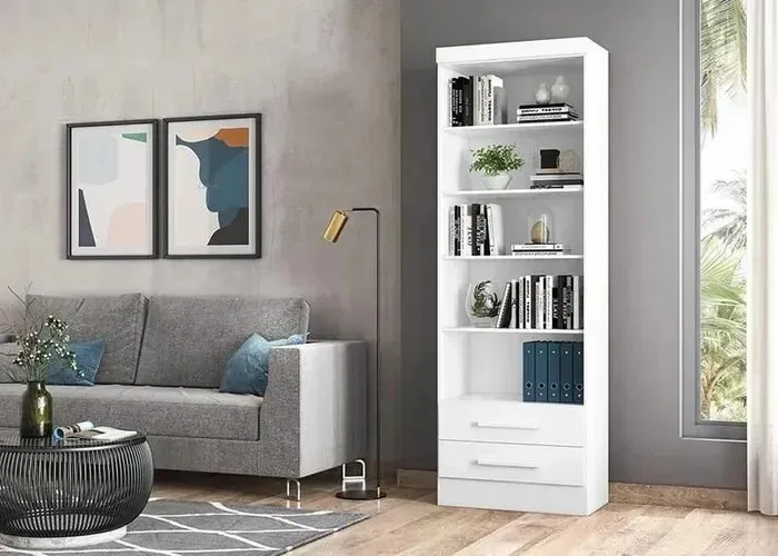Estante Com Gavetas Organização Moderna Prateleiras E Uv Branco