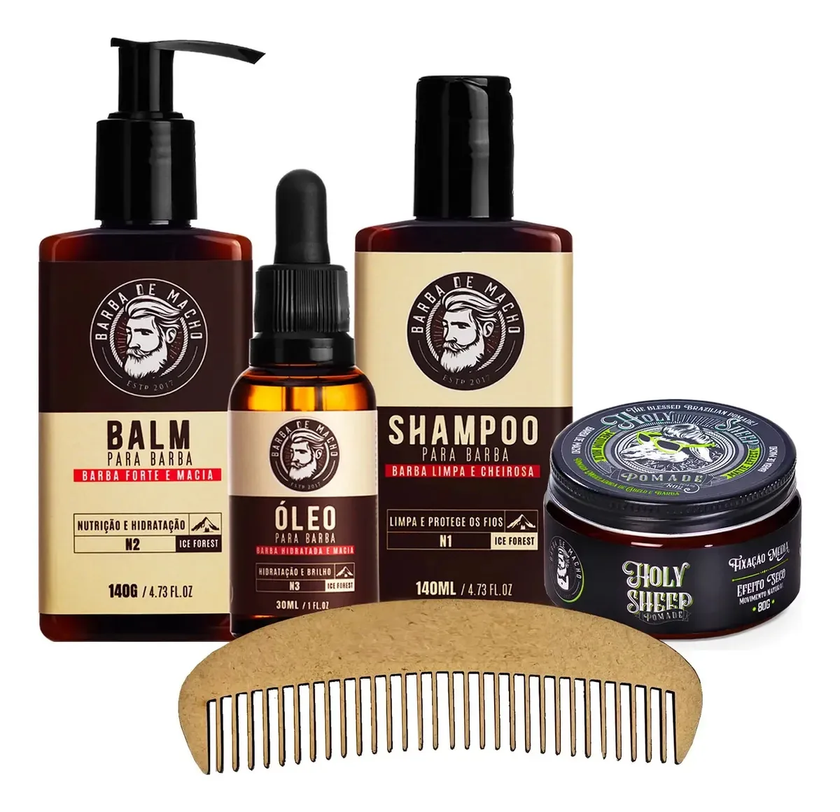 Kit Lenhador - Black Friday Barba Shampoo Oleo Balm + Pente