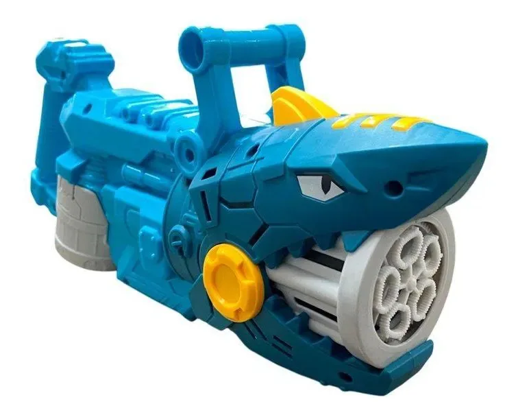 Brinquedo Lança Bolhas Formato Pistola Ddg Shark Bubble Azul-celeste X Unidade
