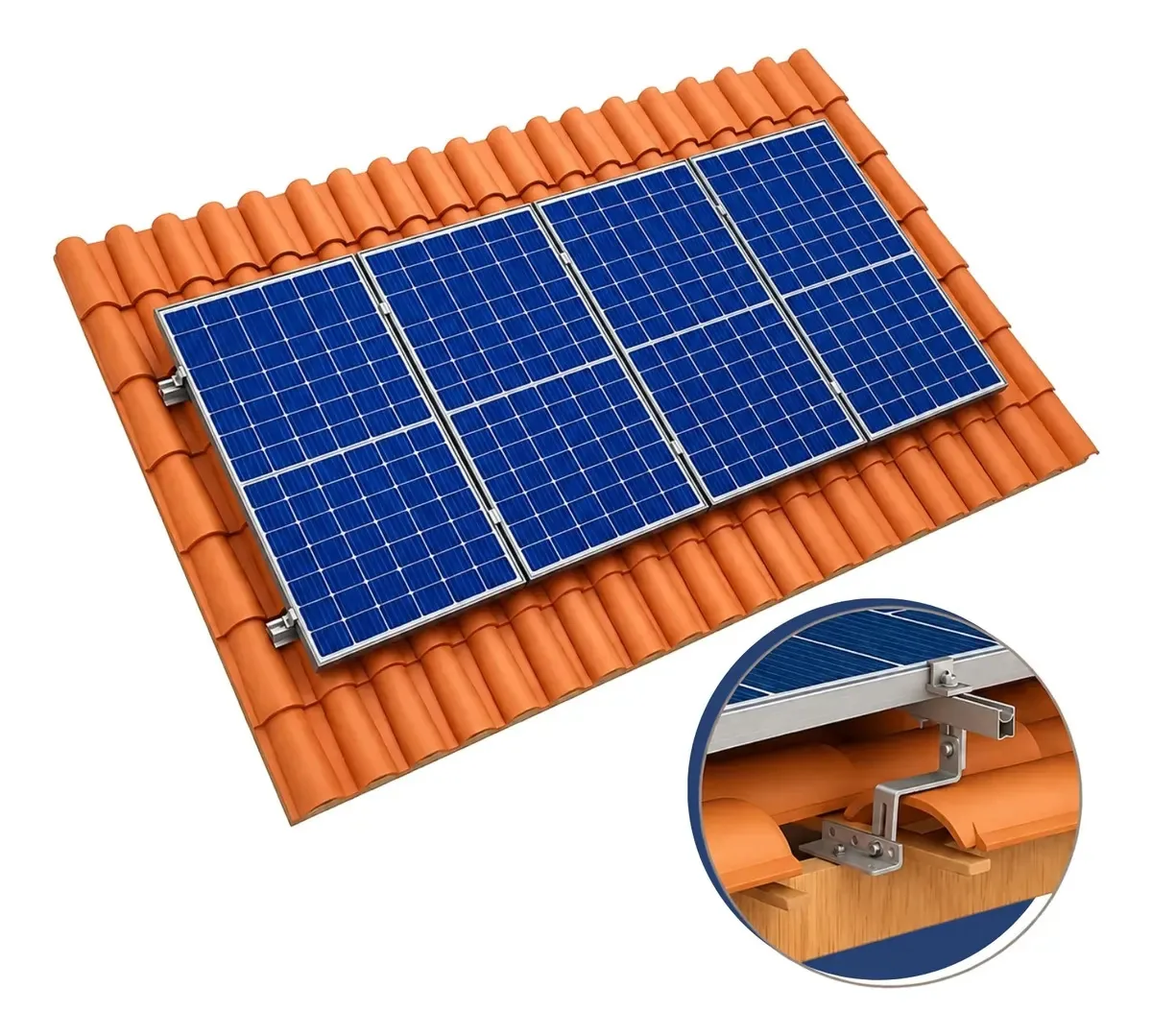 Estrutura Fixação Solar P/ 4 Placas Telha Colonial 1,35m Alumínio 4v