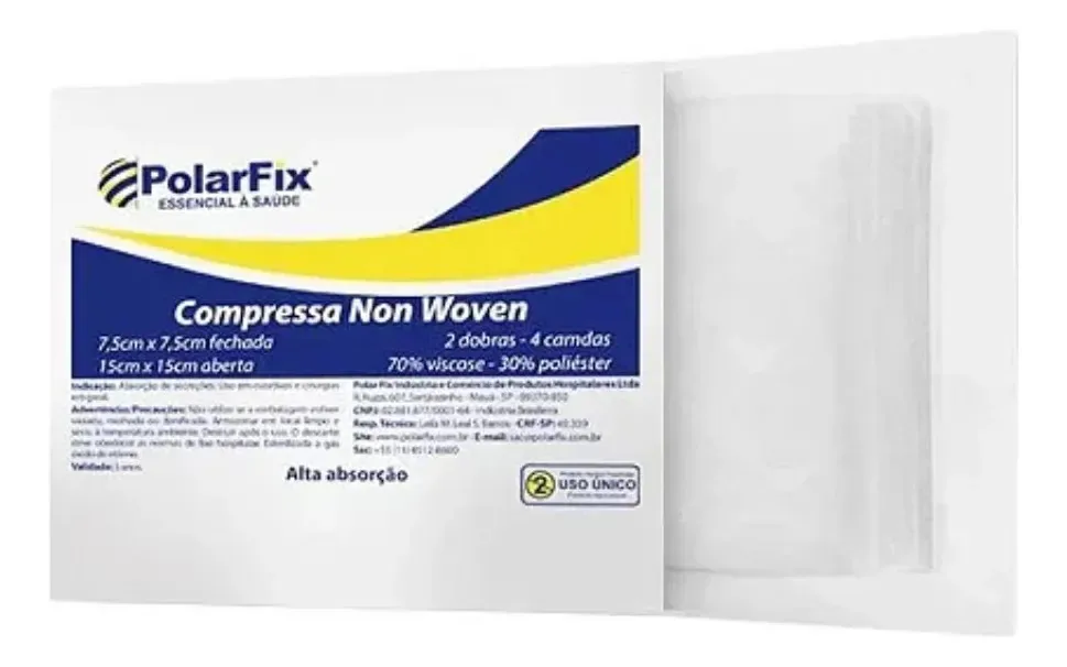 Compressa Gaze Estéril Non Woven 7,5cmx7,5cm 20pcts C/ 10und Branco