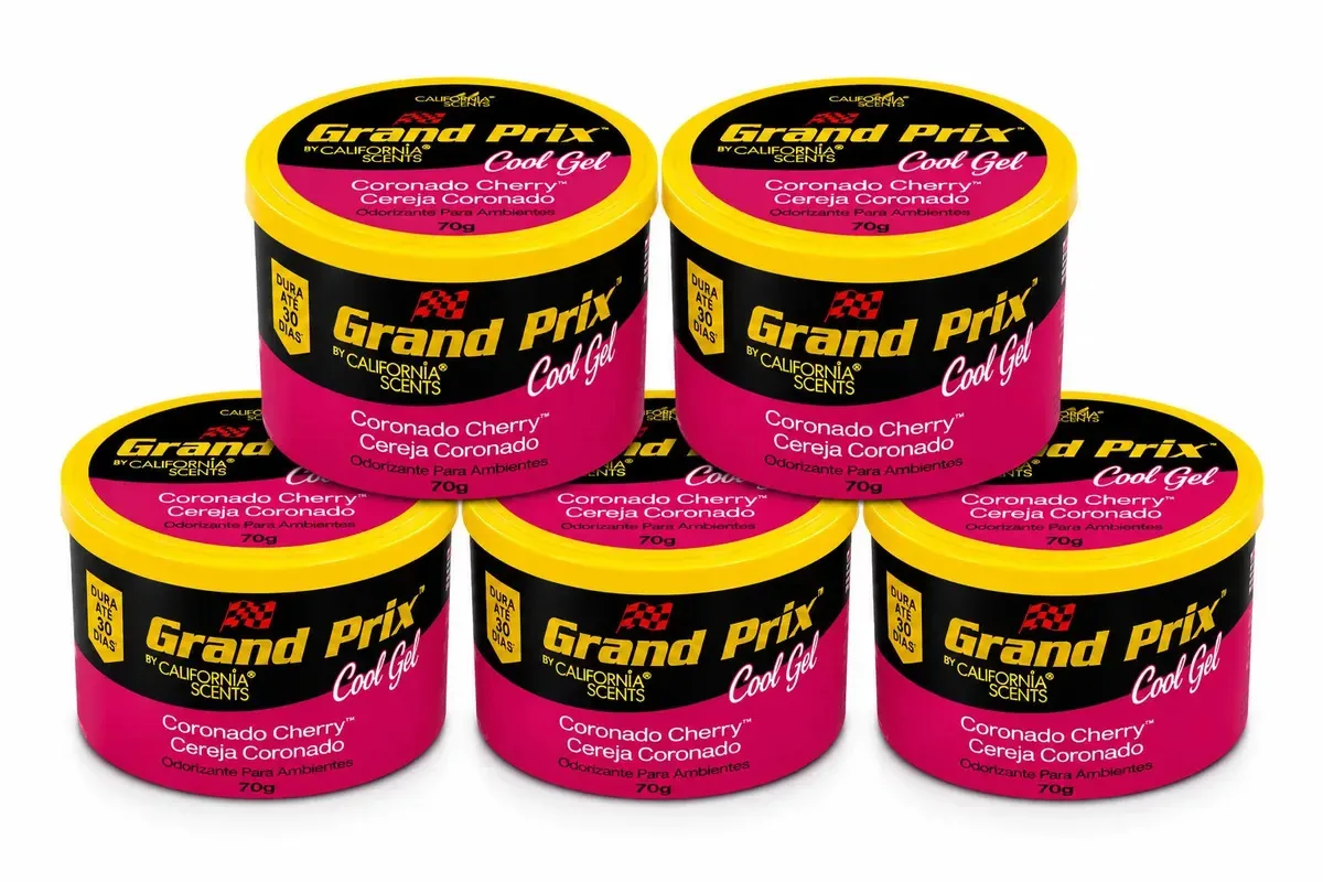 05 Aromatizantes Automotivo Grand Prix Cool Gel Cereja Original California Scents Cheirinho Carro