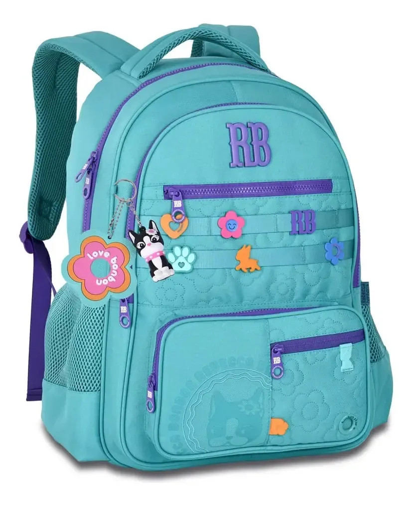 Mochila Costa Rebeca Bonbon Passeio Escolar Juvenil Rb26231 Cor Azul Desenho do tecido Soft Prensado