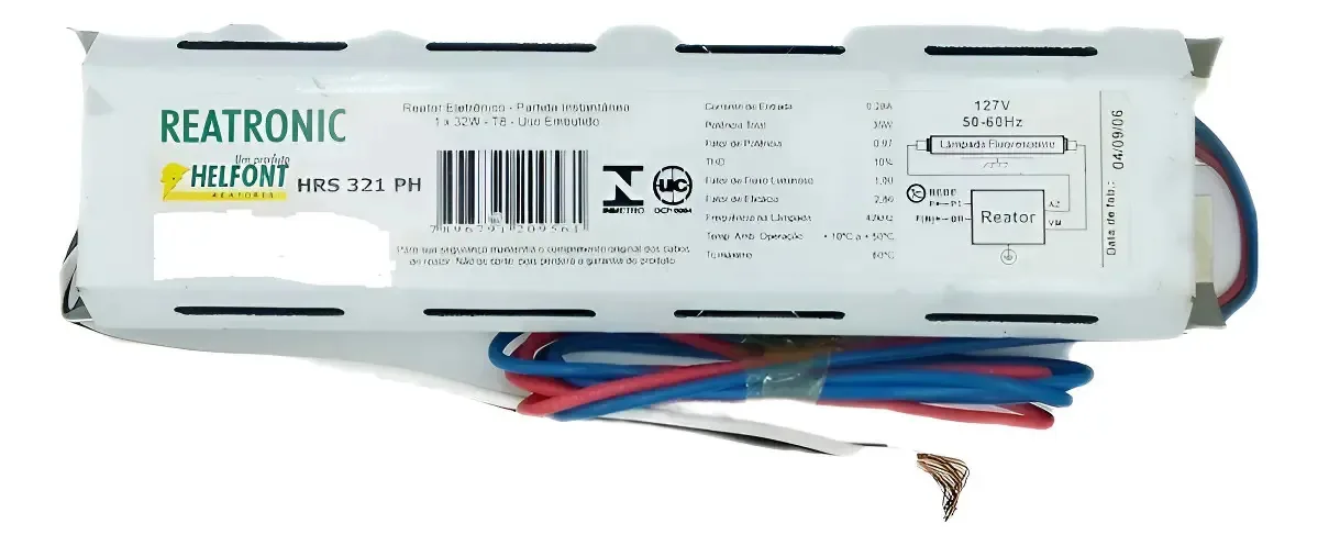 Reator Eletronico Hrs 1 X 32w Helfont P/ Fluor T8