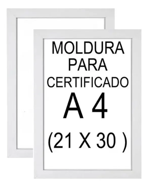 Kit 2 Molduras A4 Certificado/ Diploma Com Vidro Cor Branca