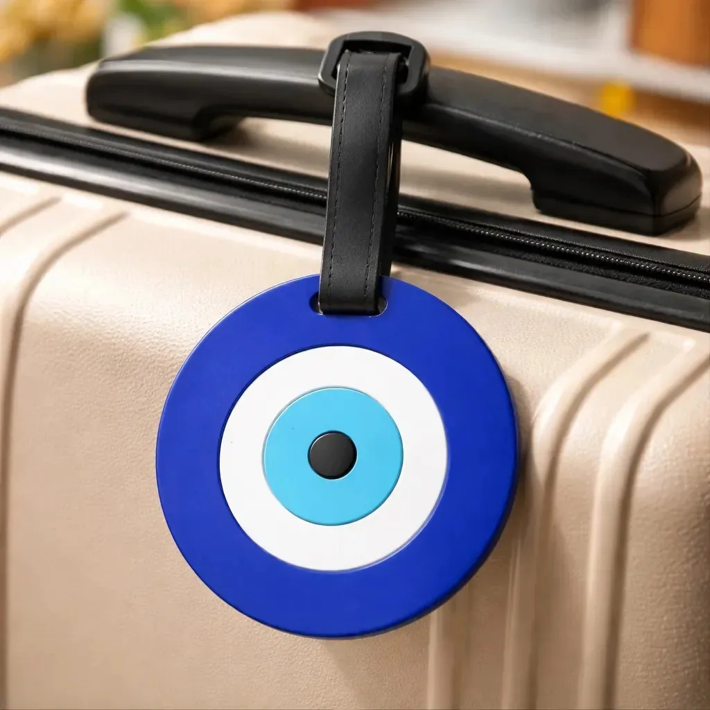 Tag De Bagagem Silicone Identificador De Mala Viagem Azul Olho Grego