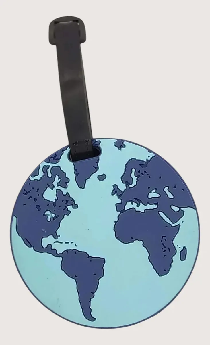 Tag De Bagagem Silicone Identificador De Mala Viagem Azul Planeta Terra