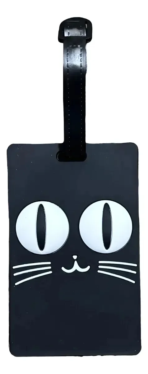 Tag De Bagagem Silicone Identificador De Mala Viagem Preto Gato