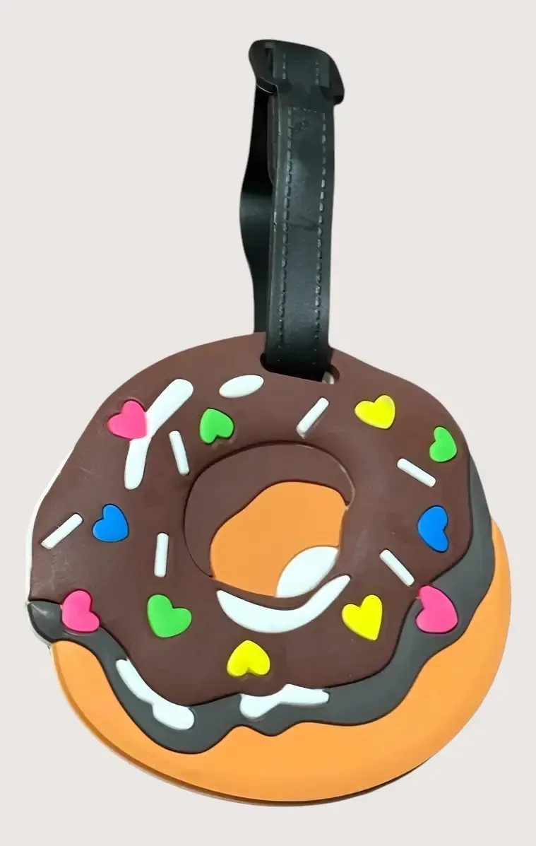 Tag De Bagagem Silicone Identificador De Mala Viagem Marrom Donut