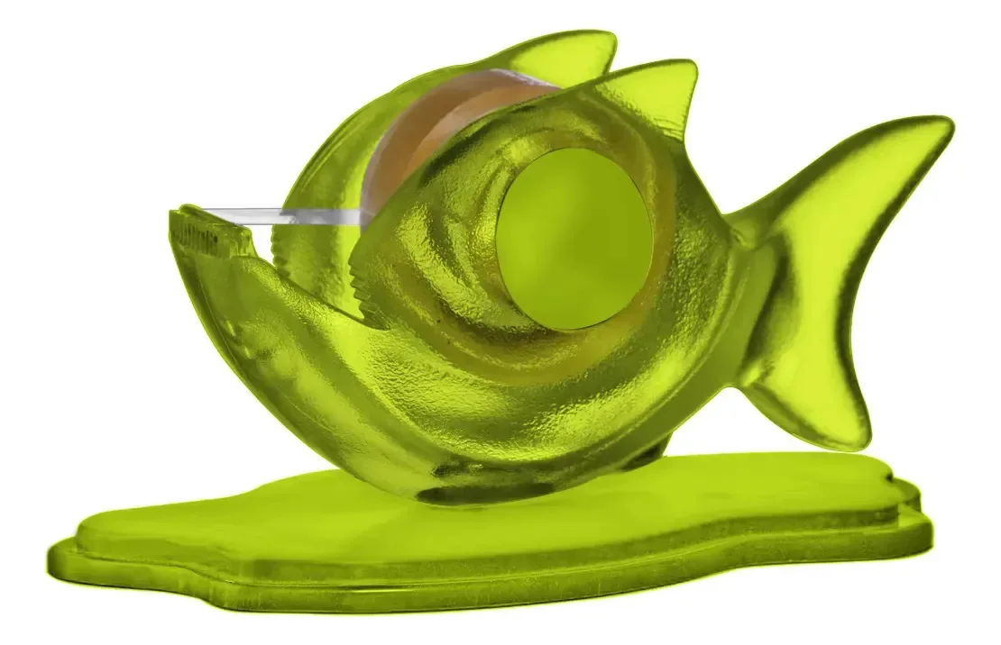 Porta Fita Adesiva Piranha Verde Limão Geni