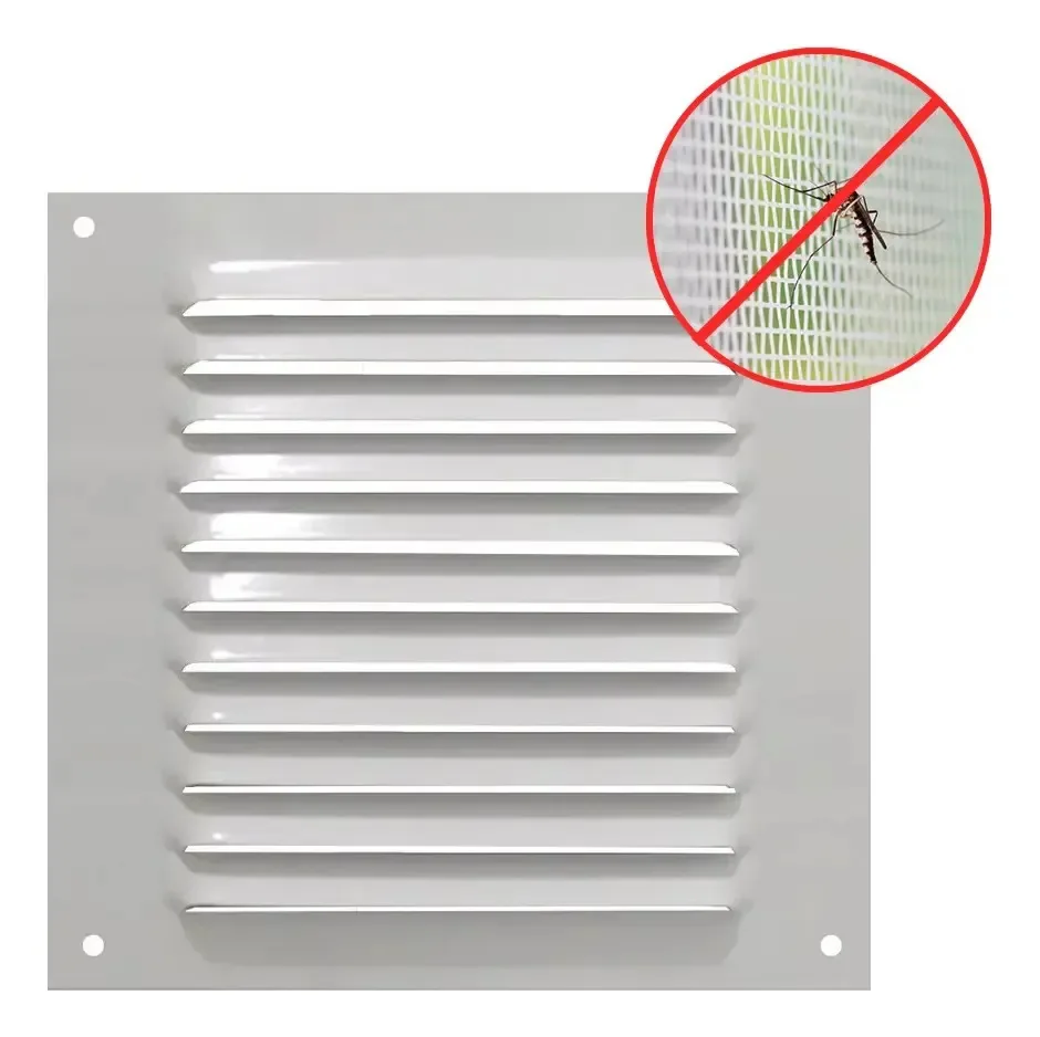 Grade Ventilação Quadrada Alumínio Branca 25x25cm Com Tela Branca