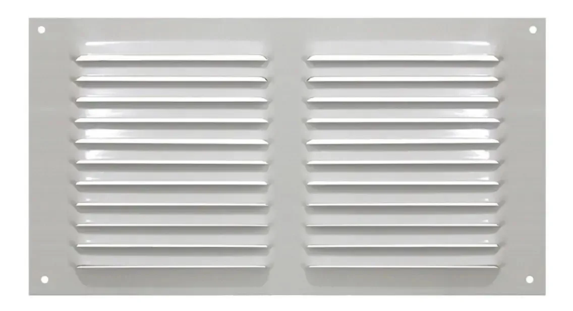 Grade De Ventilação De Alumínio Branca Itc 45x25 Cm Com Tela Branca