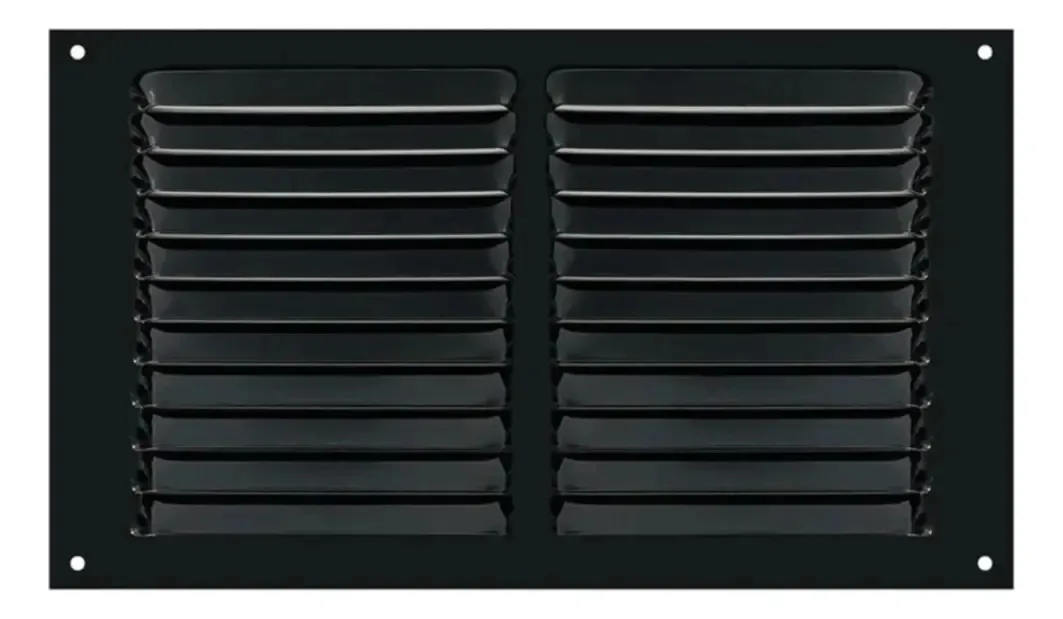 Grade De Ventilação De Alumínio Preta Itc 45x25 Cm Com Tela Preta