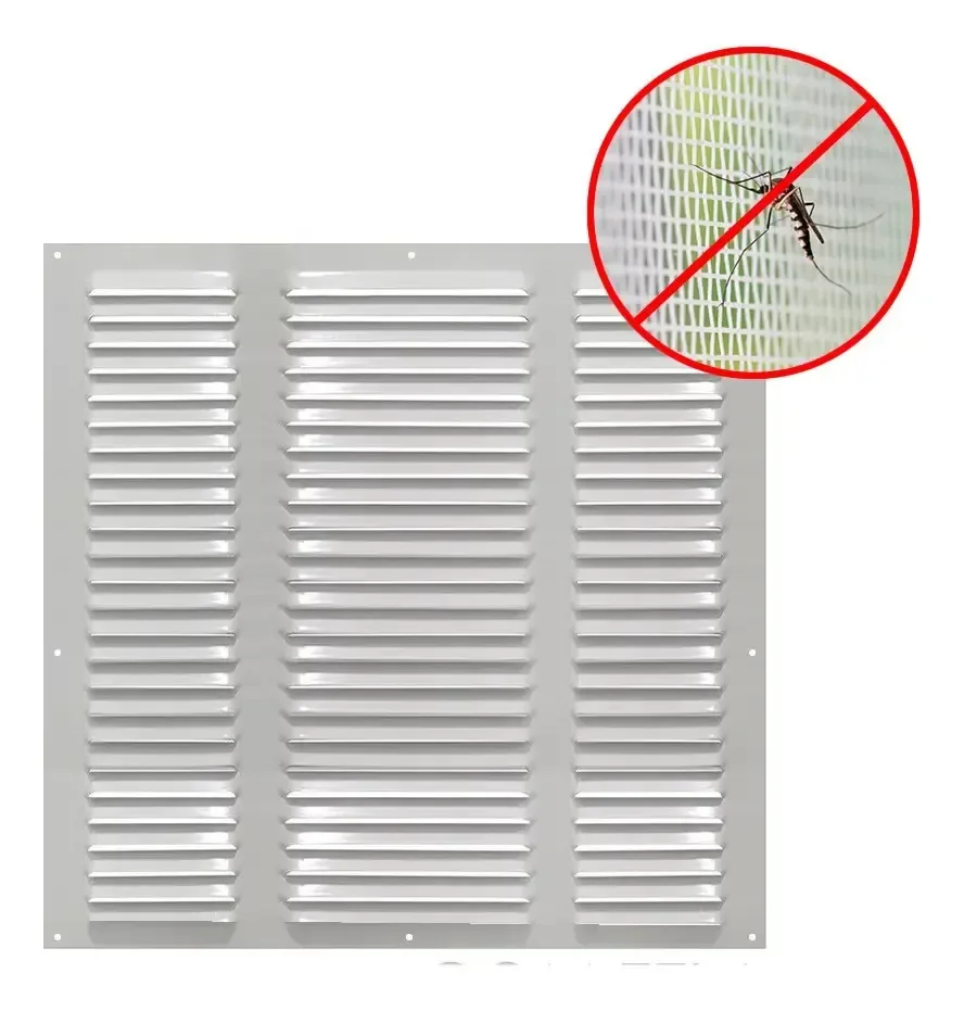 Grade Grelha De Ventilação Alumínio Branca 50x50 Cm Com Tela Branca
