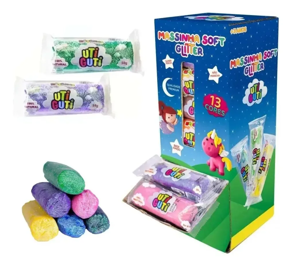 Massinha Modelar Glitter Caixa Com 26 De 50g Lembrancinha