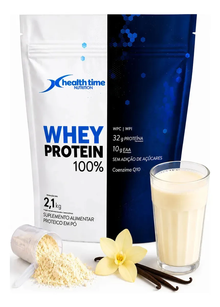 Health Time Nutrition 100% Whey Premium Proteína Whey Protein 100% Health time Nutrition Concentrado Sem Açúcar Sem Glúten Refil Pó