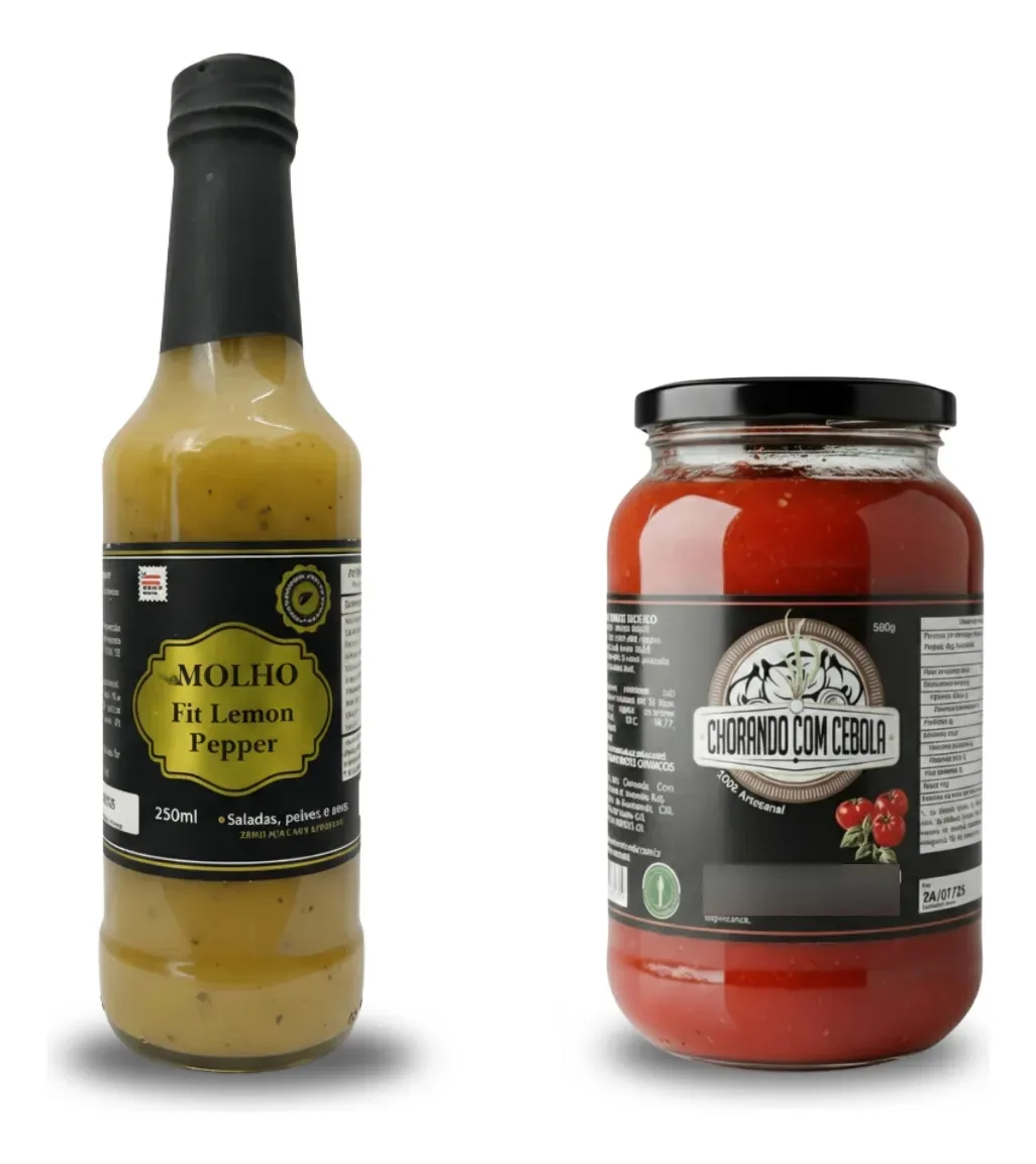 Kit 2 Molhos Gourmet Lemon Pepper Fit E Tomate Rústico
