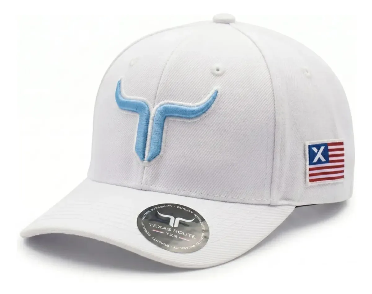 Boné Country Agro Texas Route Aba Curvada Bandeira Ajustável Branco Un Longhorn