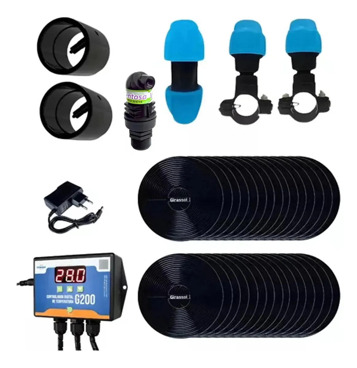 A1 Girassol Aquecedor Piscina 120m³ 30 Placas E Controlador
