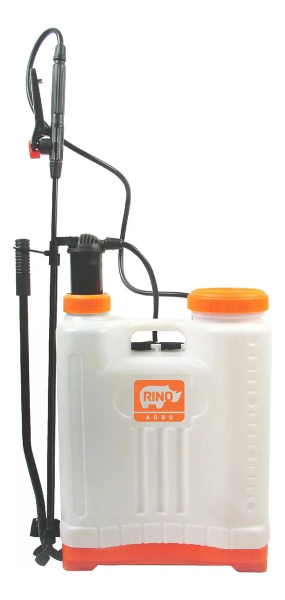 Pulverizador Costal 20 Litros 3 Bicos Regulável Rino Agro Branco E Laranja
