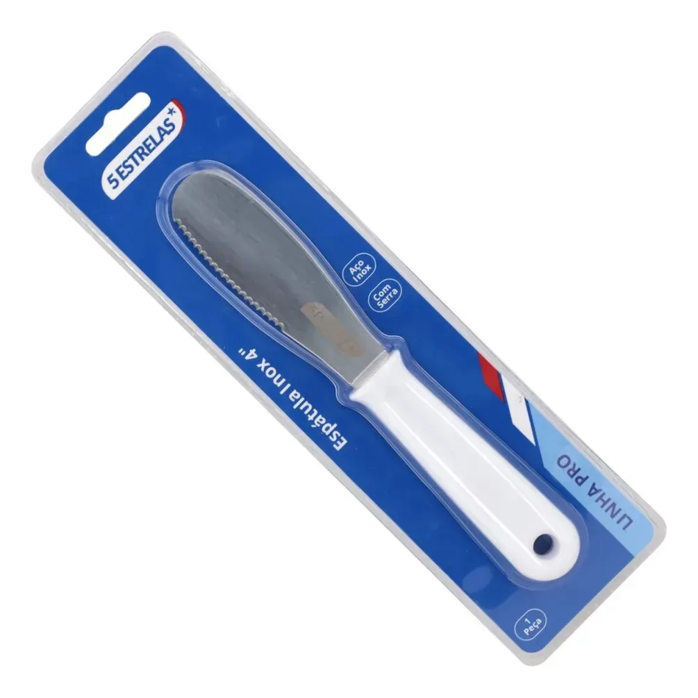 Espátula Manteiga Com Serra Inox 4 Linha Pro Cabo Branco