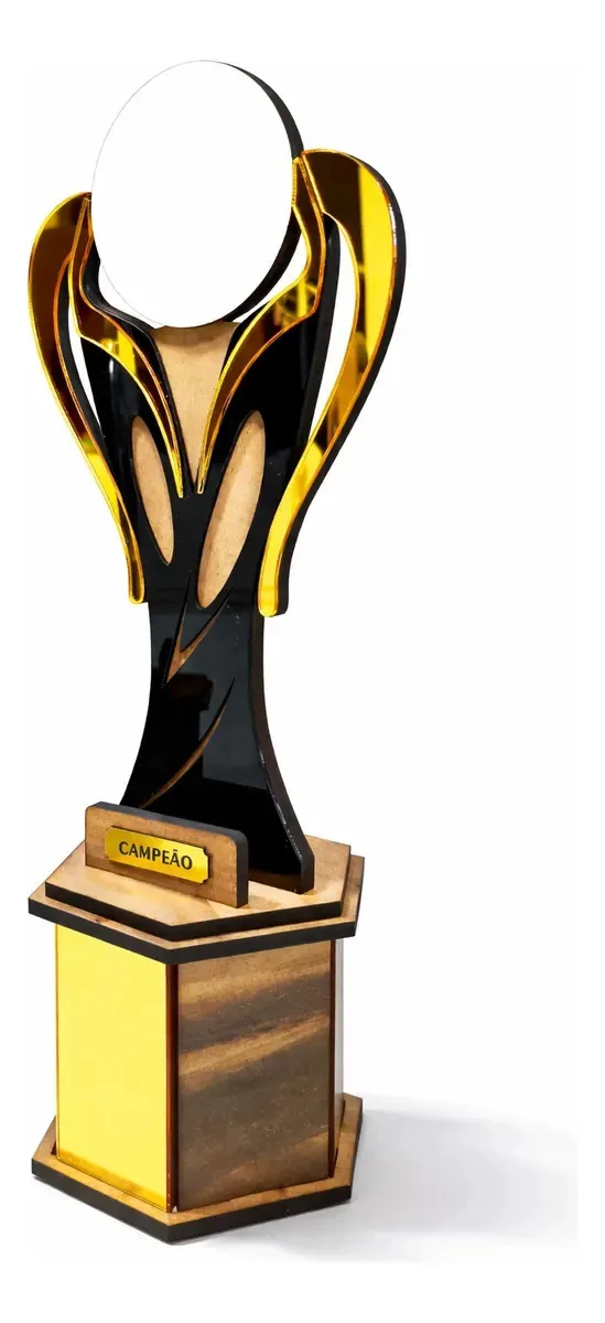 Troféu Campeão 42 Cm 1o Lugar Ouro Premiação Evento Acrílico Troféu 42 Cm