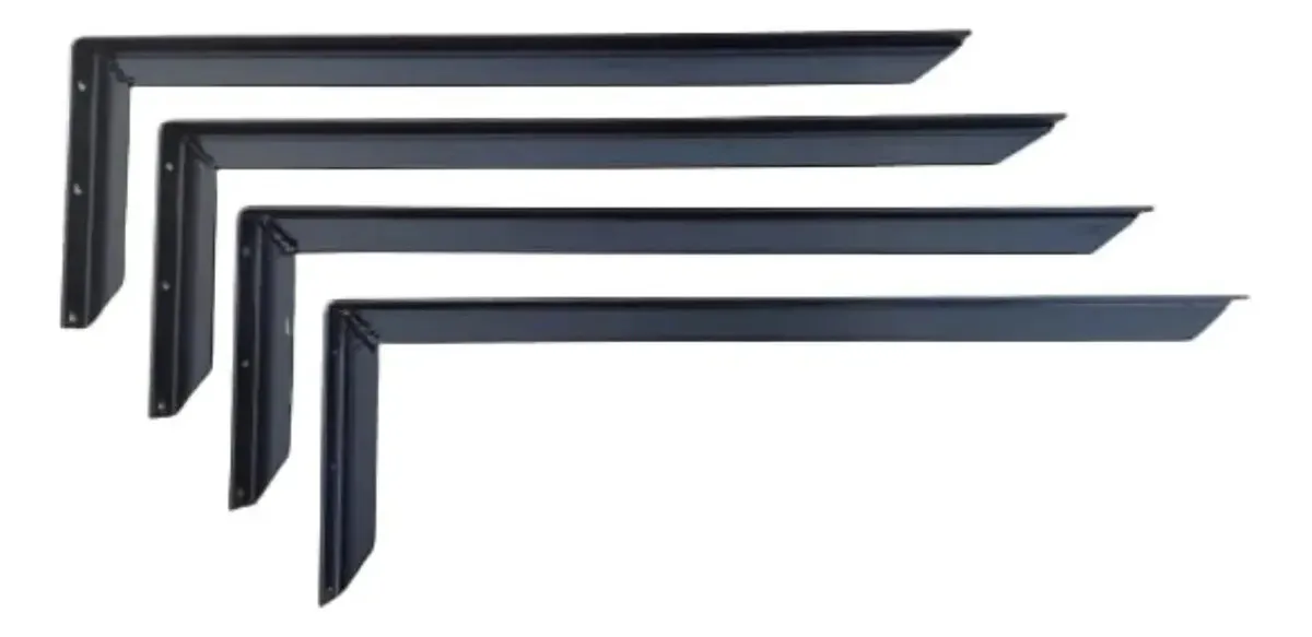 Kit 4 Suportes Mão Francesa Reforçada 50cm Preto + Parafusos