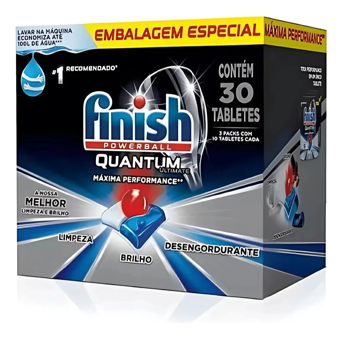 Kit C/3 Finish Quantum Detergente Lava Louças Pastilha
